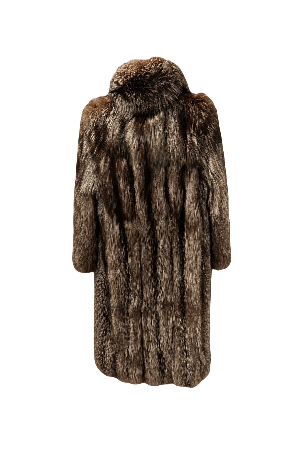 1990s Multicolor Brown Fur Coat - Back View