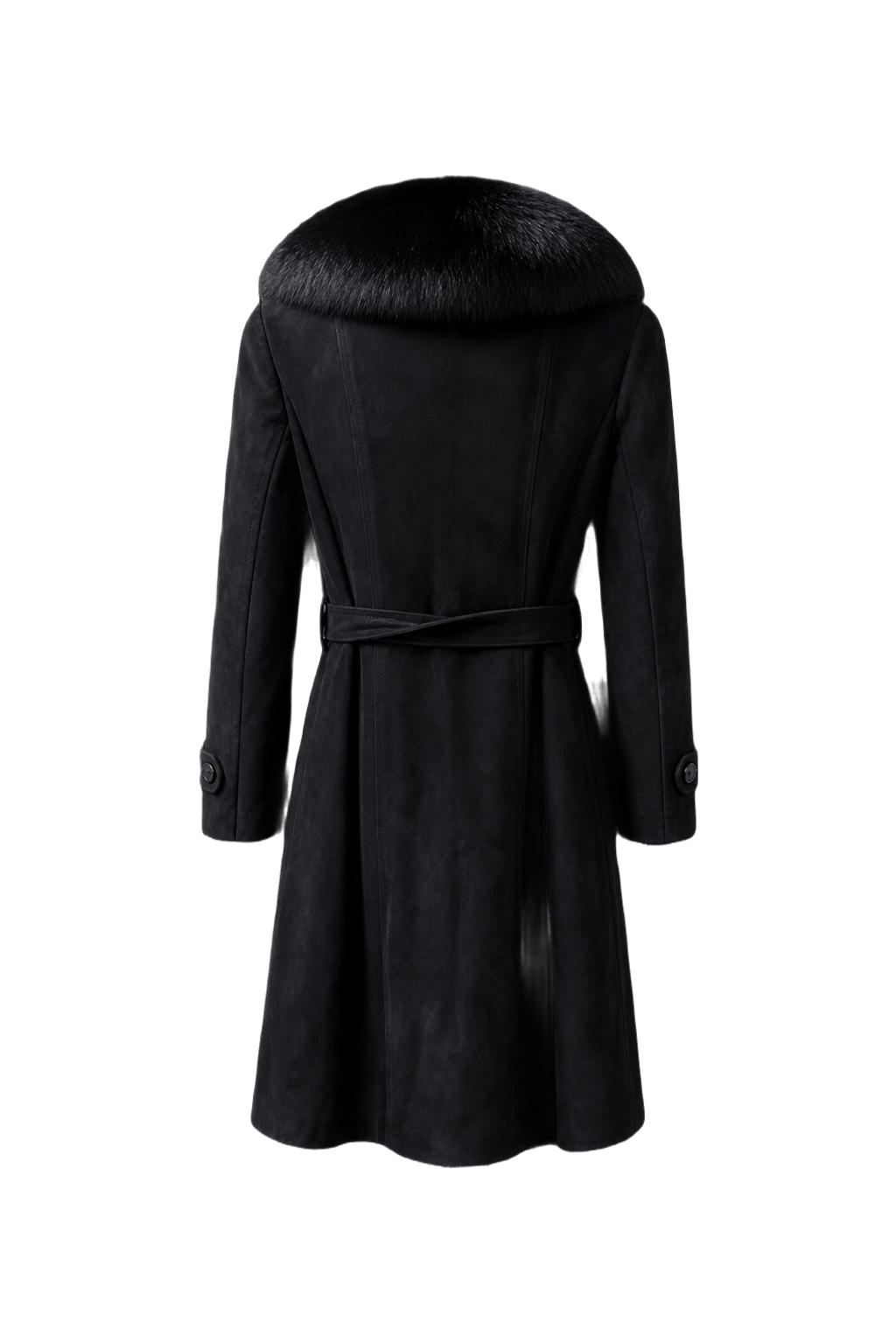 1980s Black Fur Medium Fur Coat - Back View