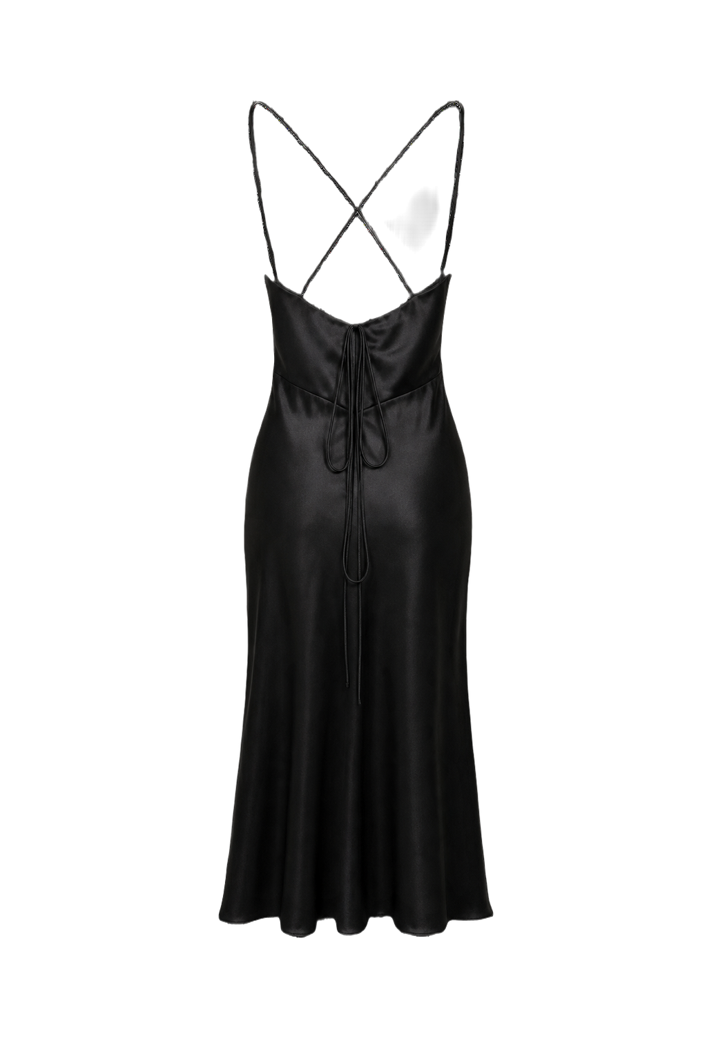 1990s Black Satin Slip Dress - Back View