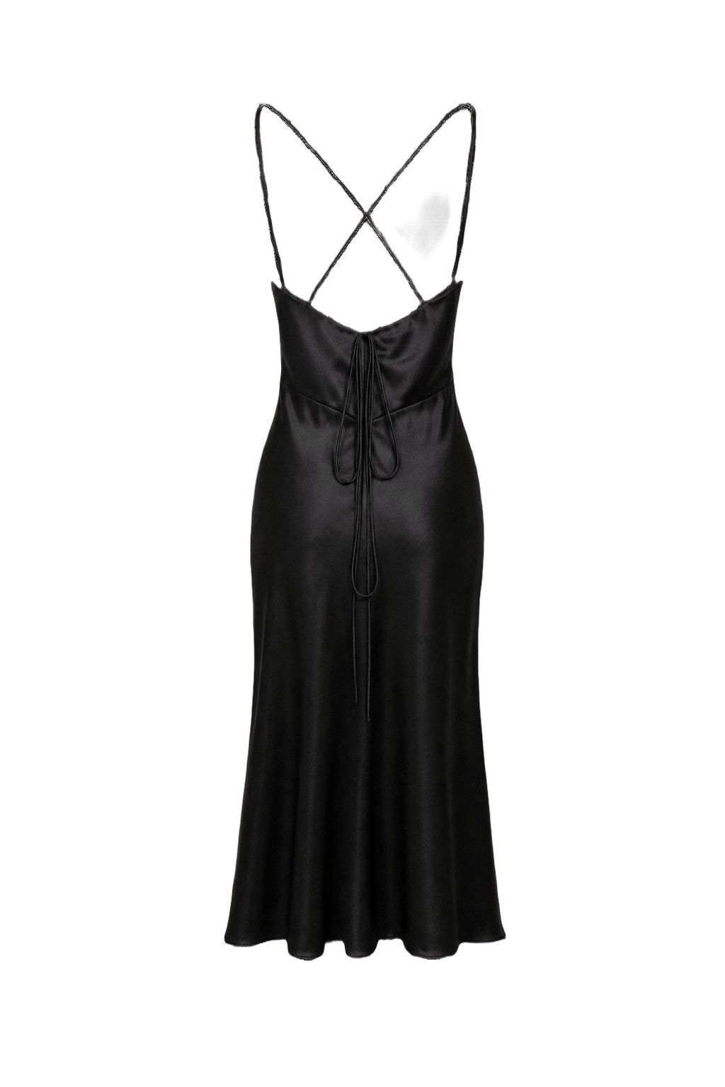 1990s Black Satin Slip Dress - Back View