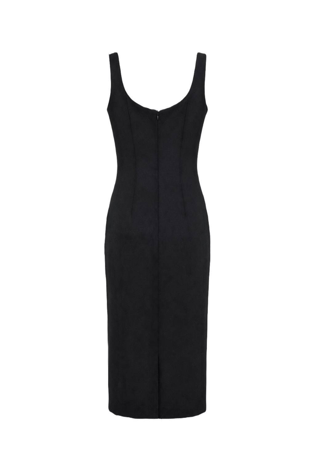 1990s Black Polyester Dress - Back View