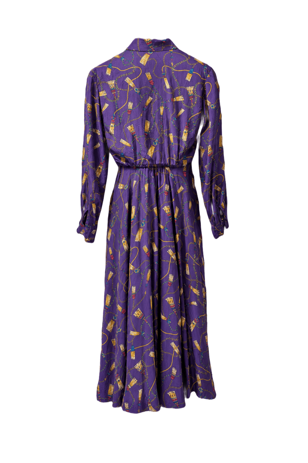 1990s Purple Polyester Dress - Back View
