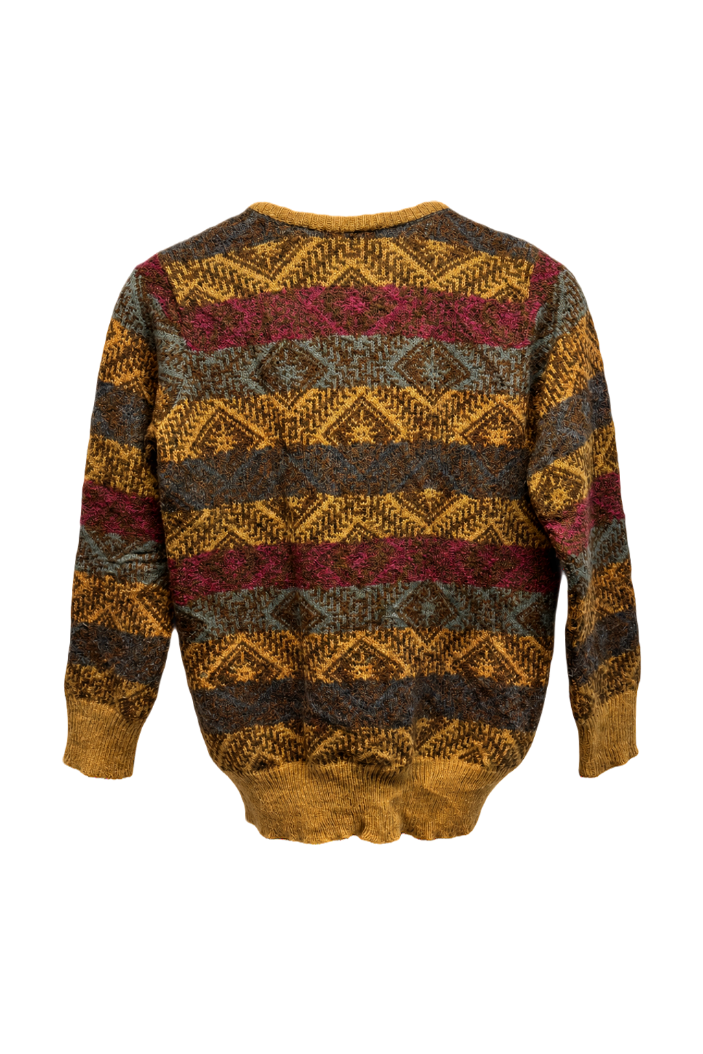 1980s Mustard Yellow Wool Blend Sweater - Back View