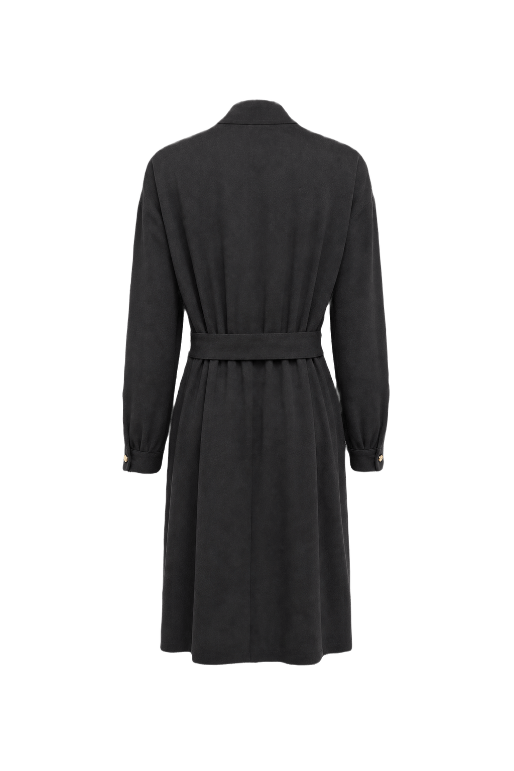 1980s Black Polyester Dress - Back View