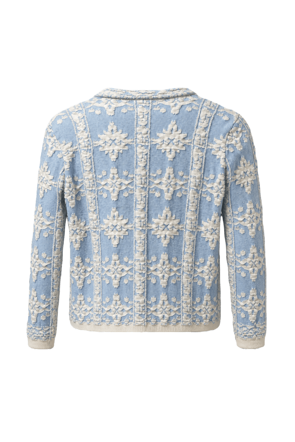 1990s Light Blue Cotton Cardigan - Back View
