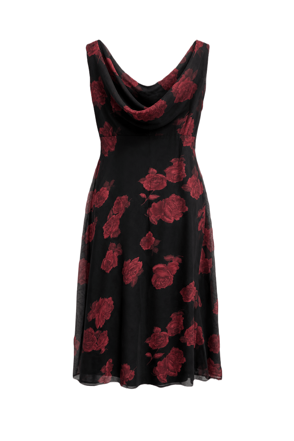 1990s Black Polyester Dress - Back View