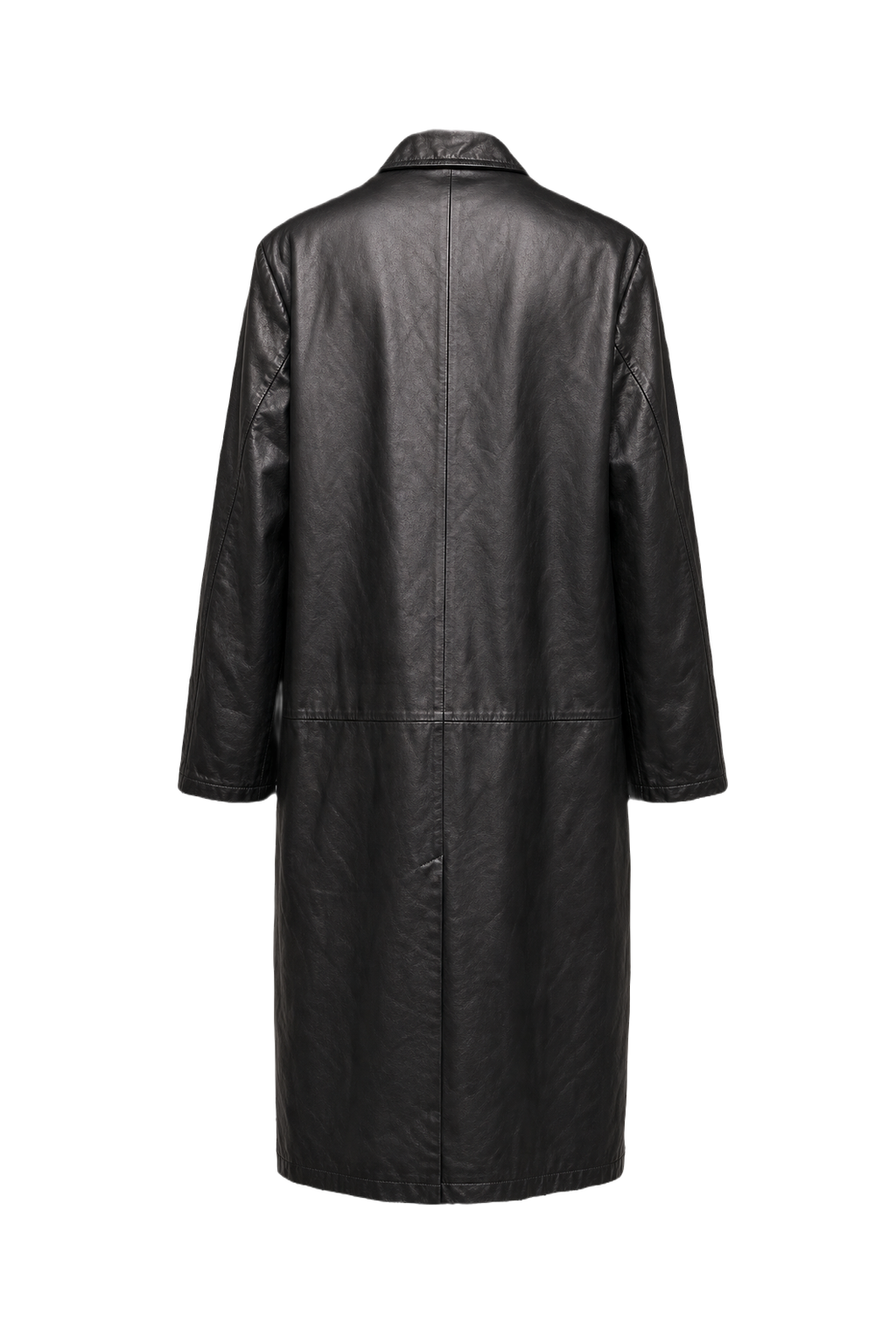 1980s Black Leather Coat - Back View