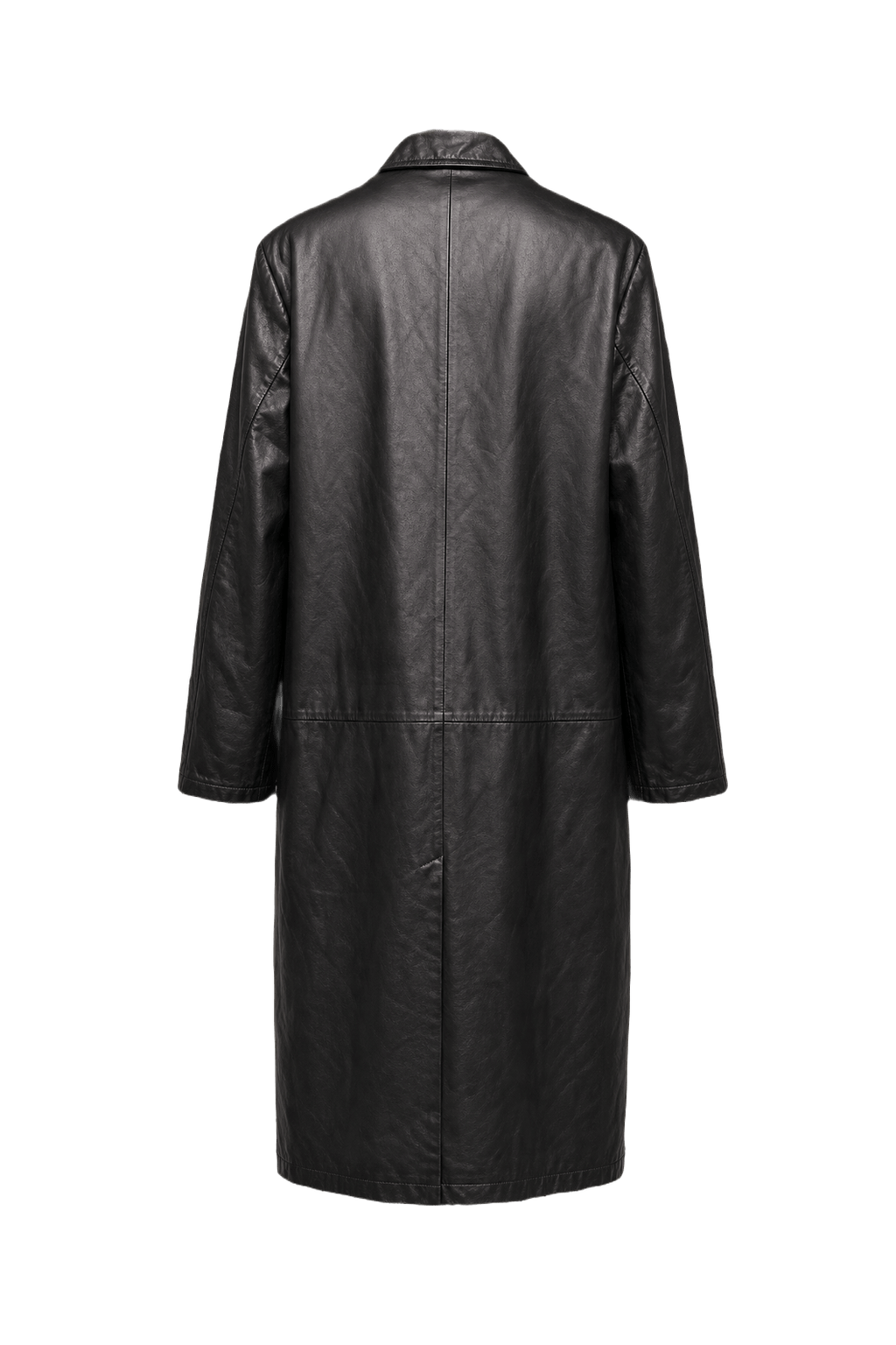 1980s Black Leather Coat - Back View