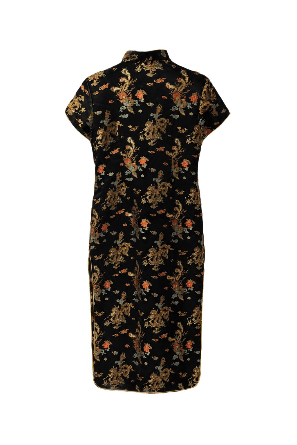 1980s Black Silk Cheongsam - Back View