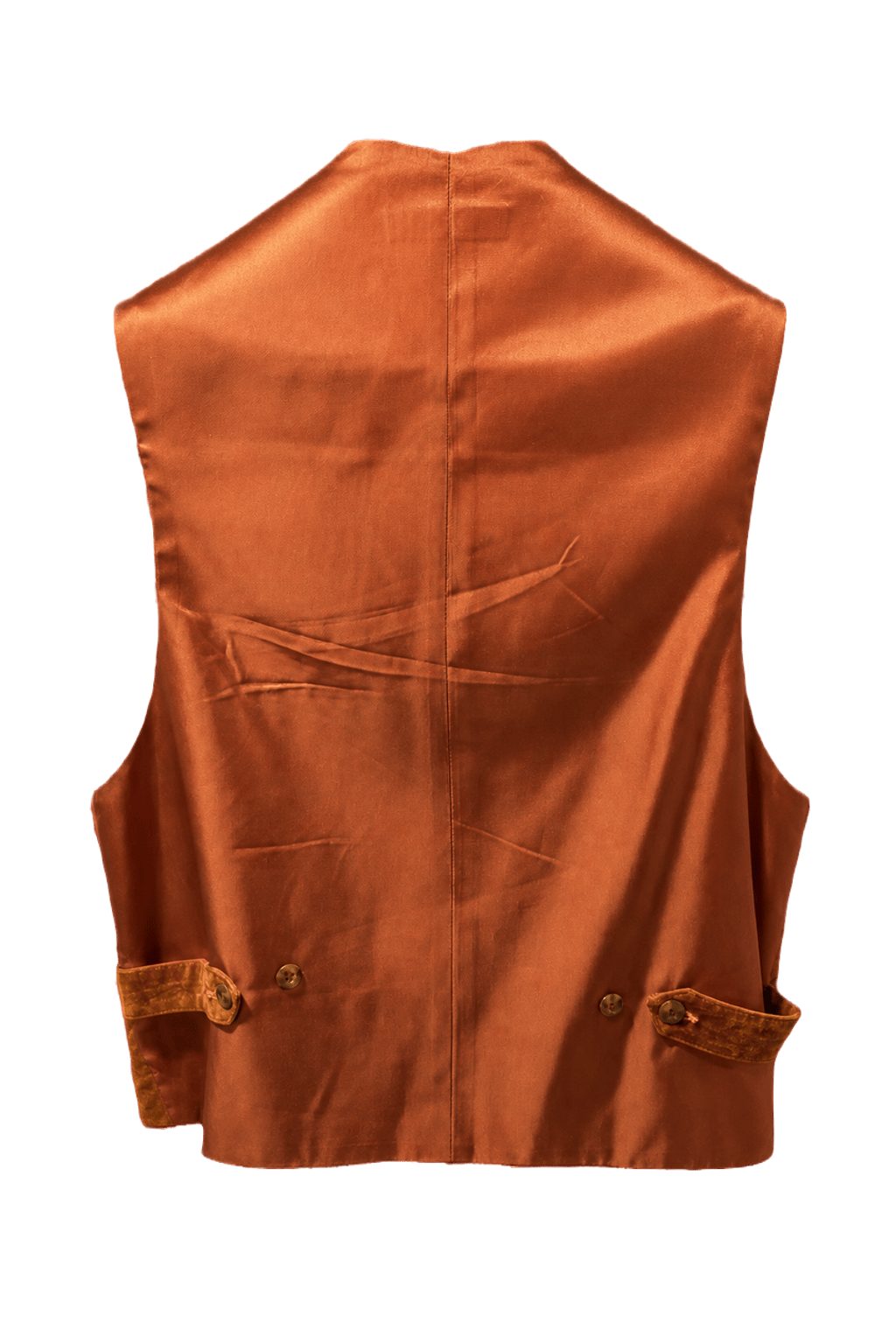1970s Burnt Orange Velvet Vest - Back View