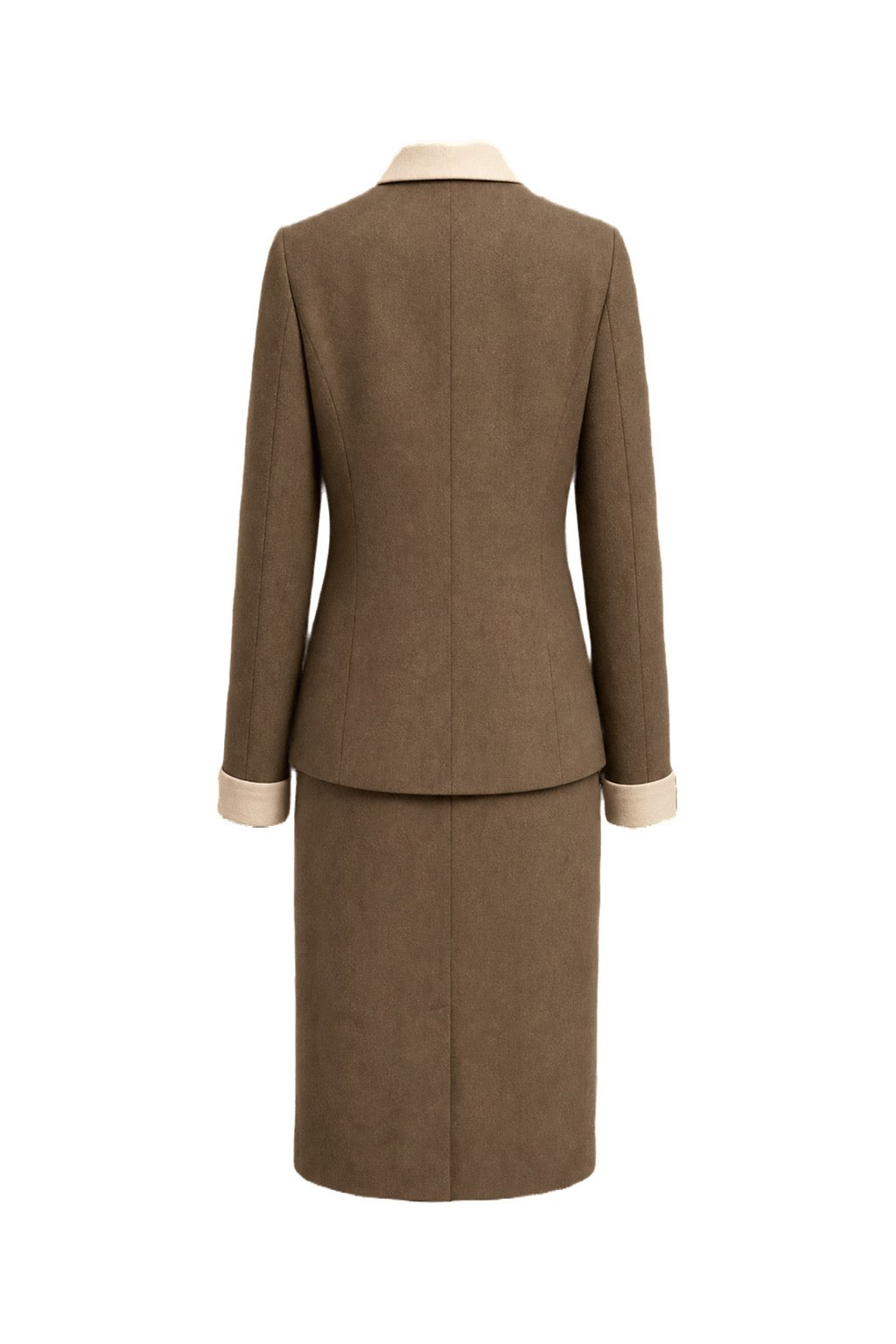 1980s Brown Wool Blend Blazer & Skirt Set - Back View