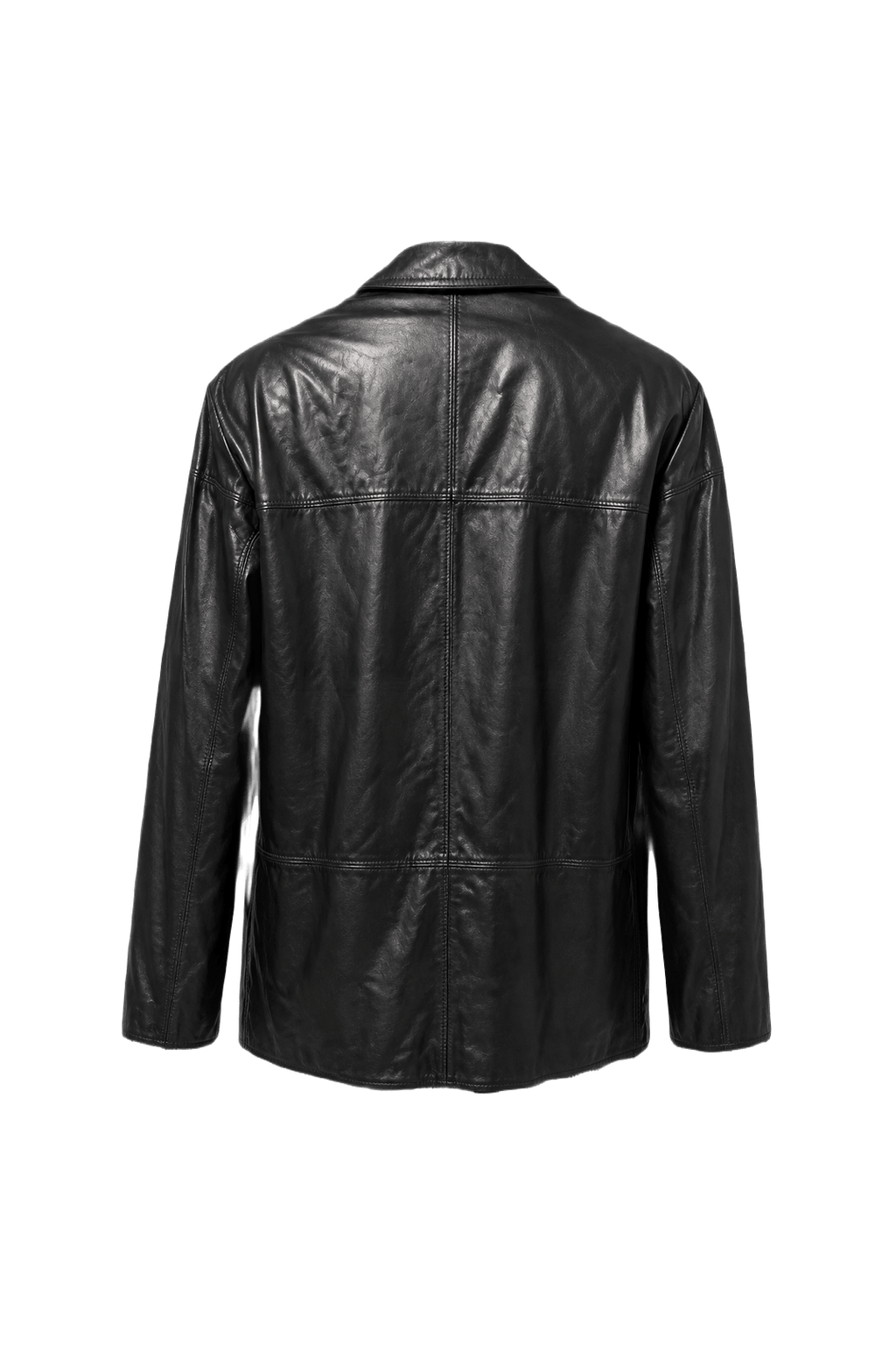 1990s Black Leather Blazer - Back View