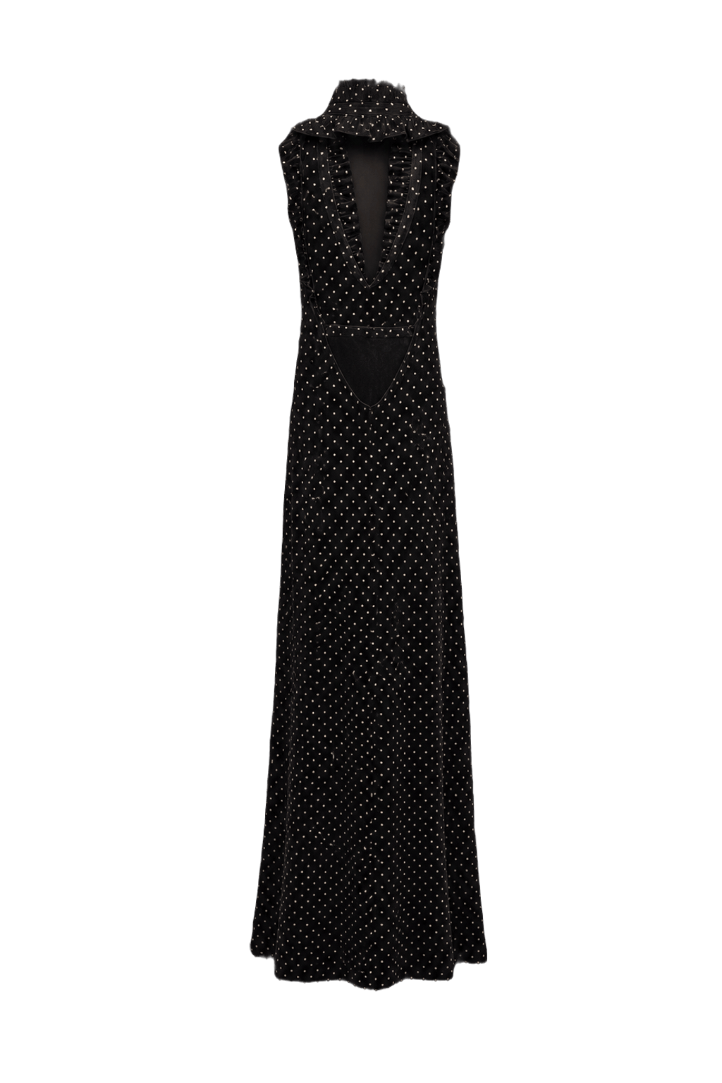 1990s Black Velvet Maxi Dress - Back View