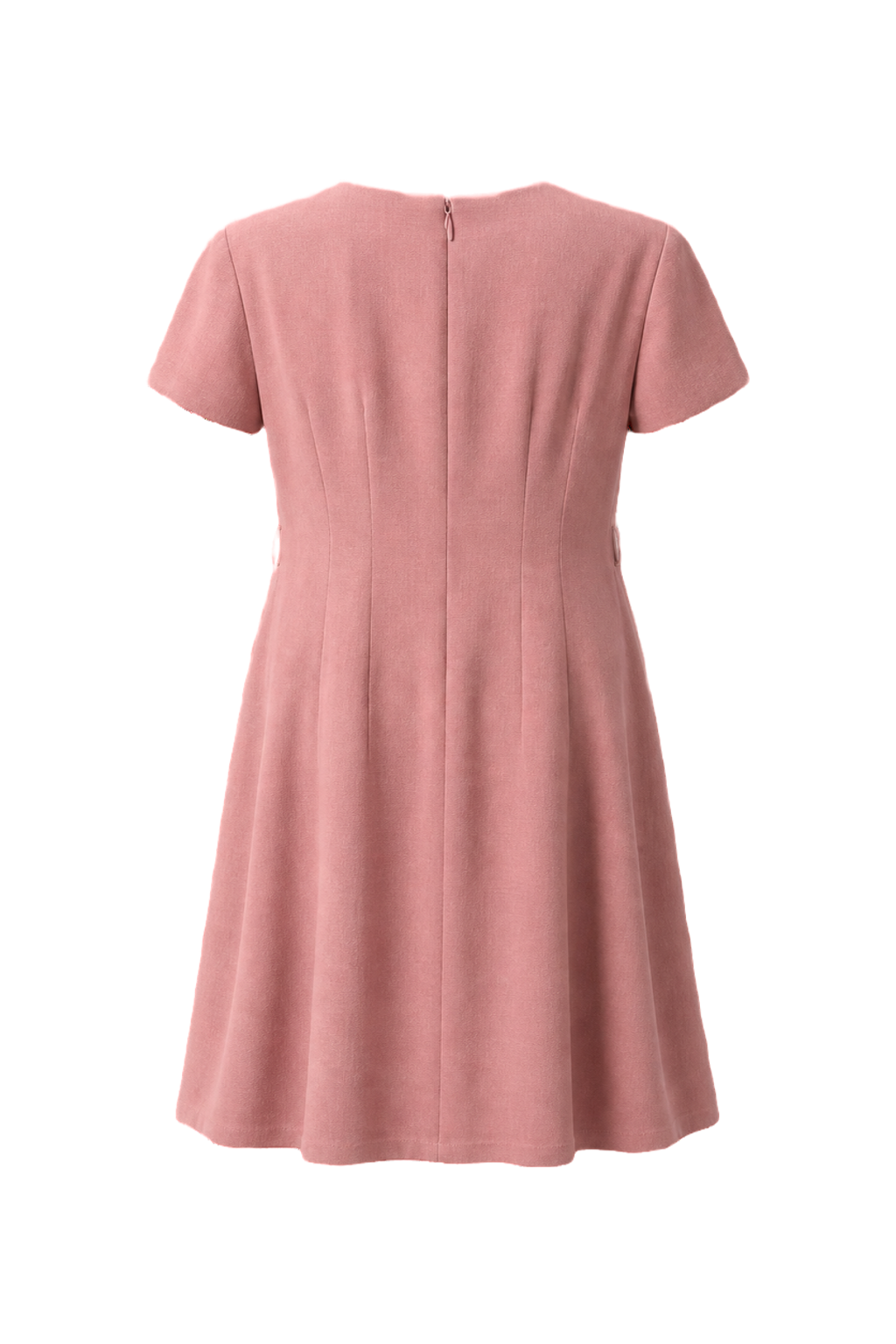 1970s Dusty Rose Pink Wool Blend Dress - Back View