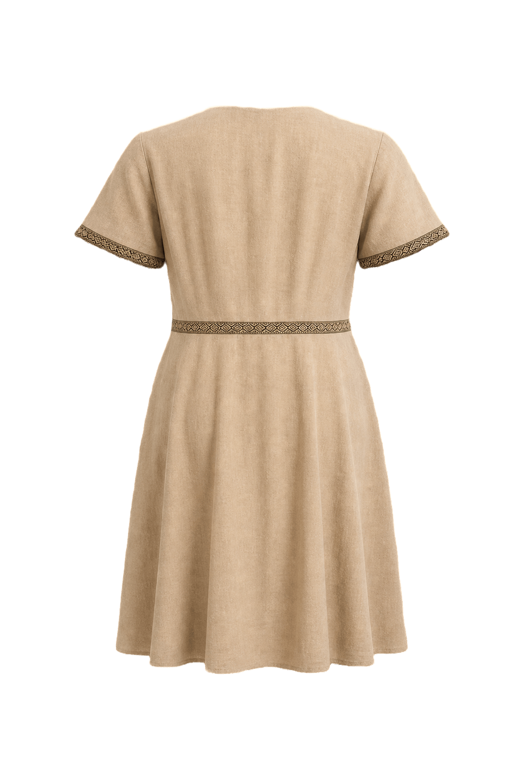 1970s Beige Linen Dress - Back View