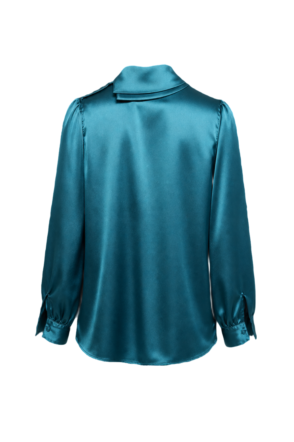 1980s Teal Silk Blouse - Back View