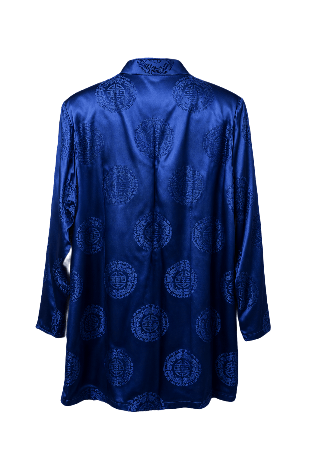 1970s Navy Blue Silk Jacket - Back View