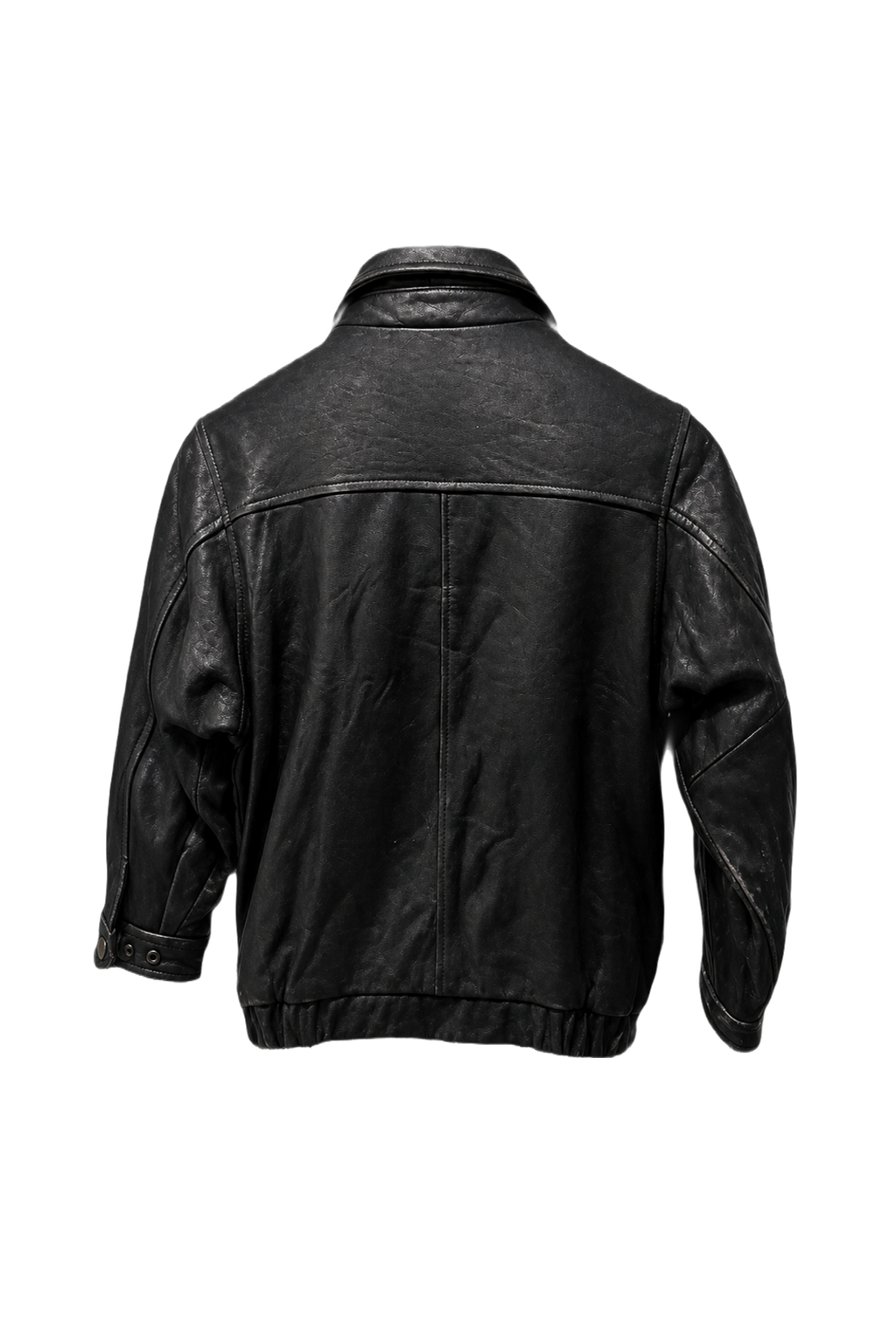 1980s Black Leather Jacket - Back View