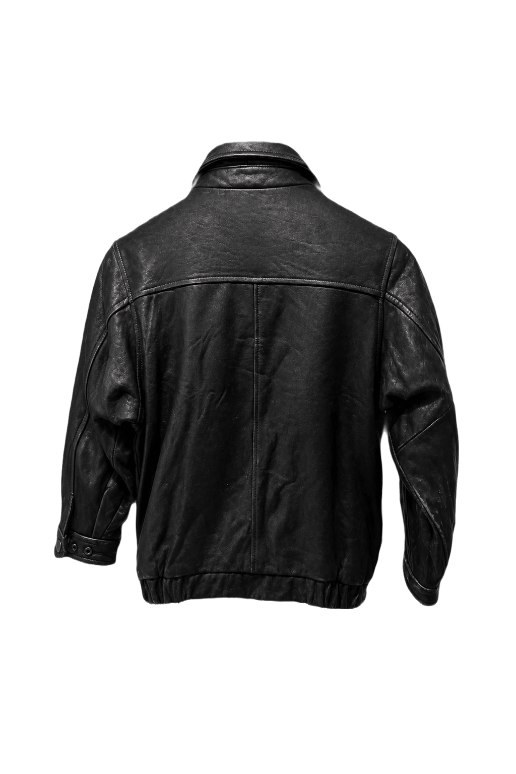1980s Black Leather Jacket - Back View