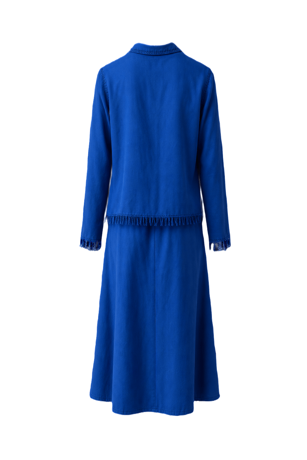 1970s Royal Blue Cotton Blouse and Skirt Set - Back View