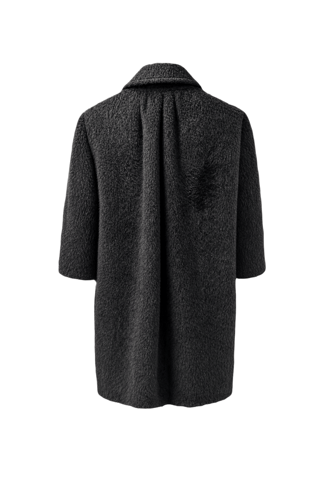 1970s Dark Grey Wool Blend Coat - Back View