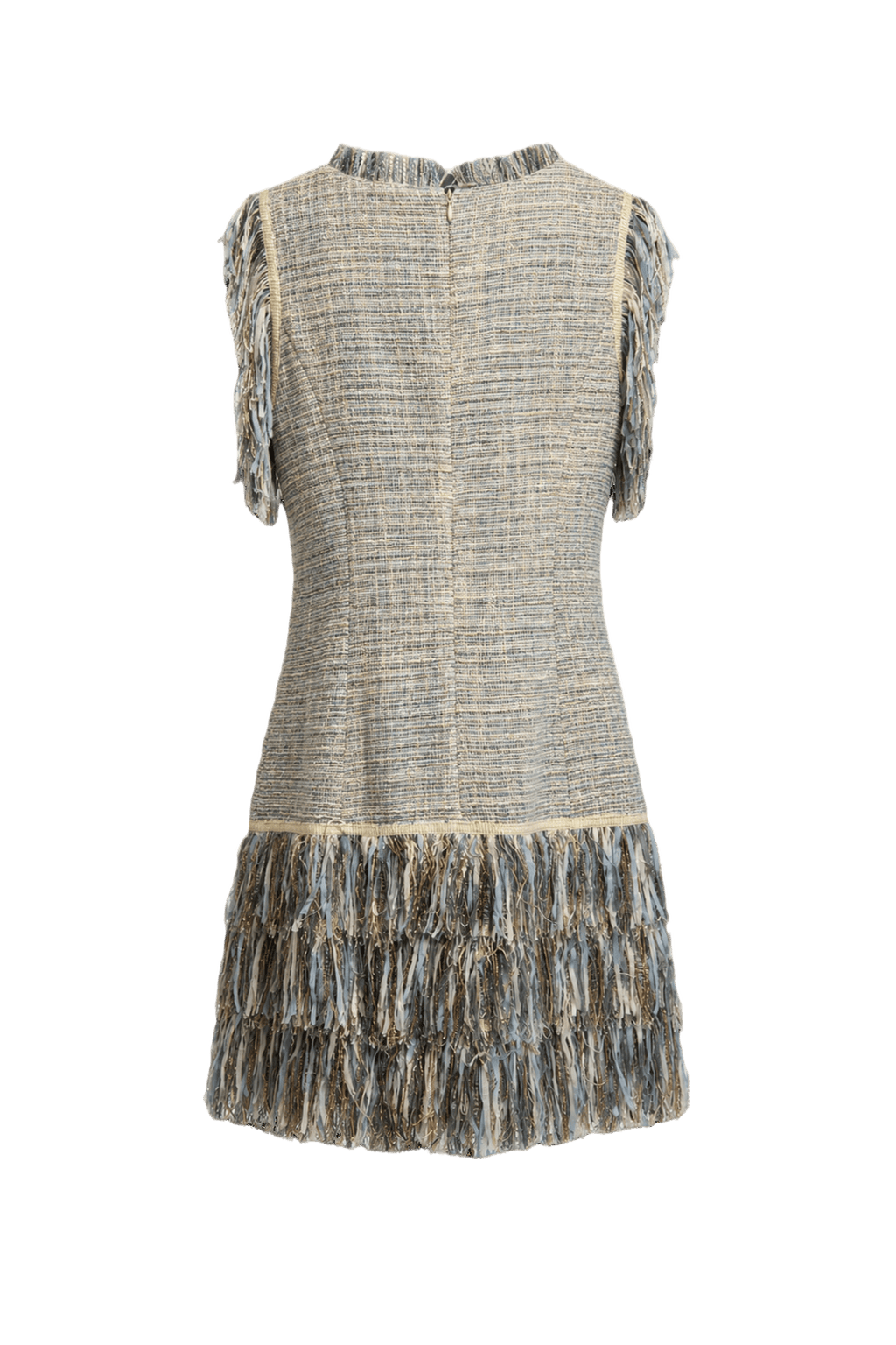 1980s Light Blue Tweed Dress - Back View
