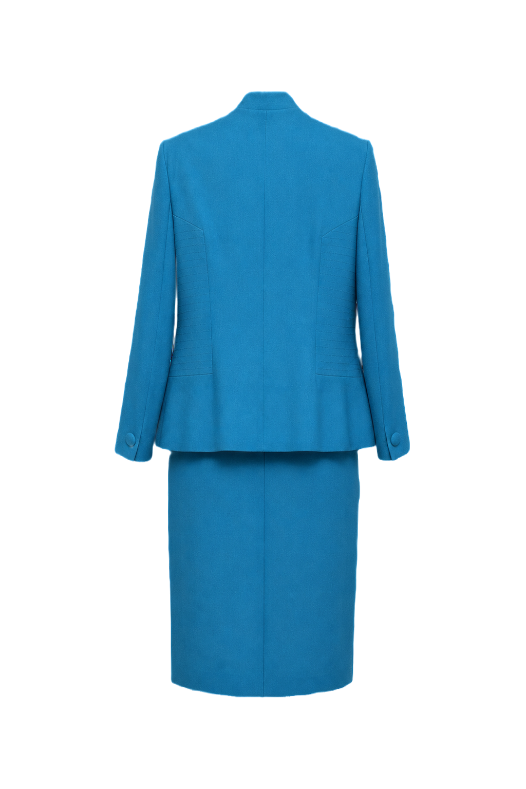 1980s Vibrant Blue Wool Blend 2-Piece Skirt Suit - Back View