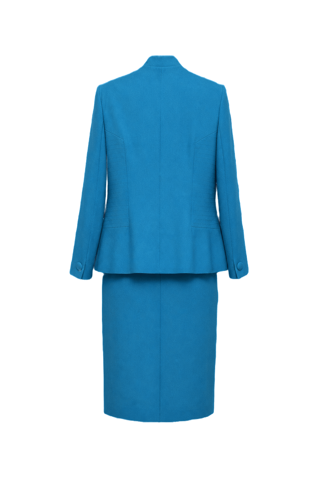 1980s Vibrant Blue Wool Blend 2-Piece Skirt Suit - Back View