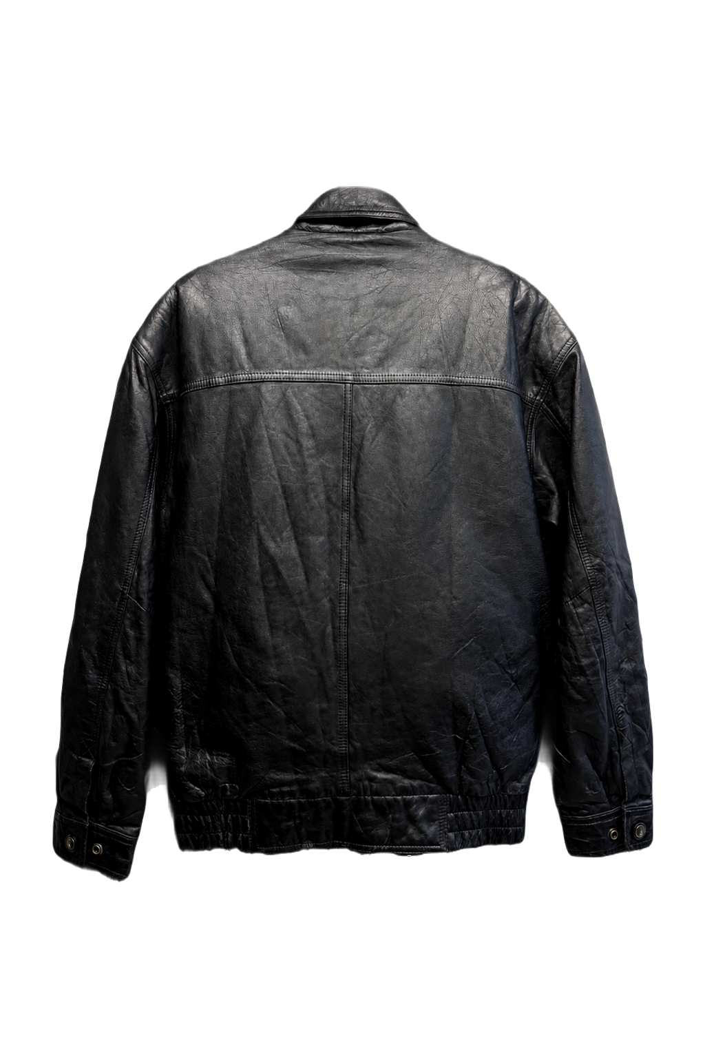 1980s Black Leather Jacket - Back View