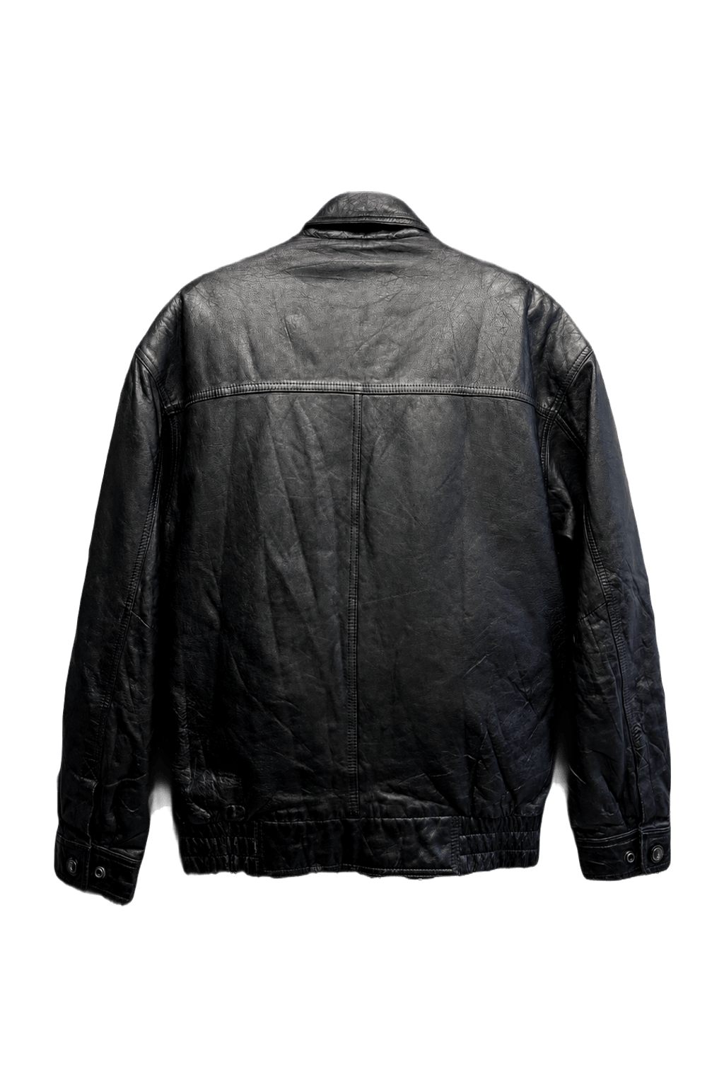 1980s Black Leather Jacket - Back View