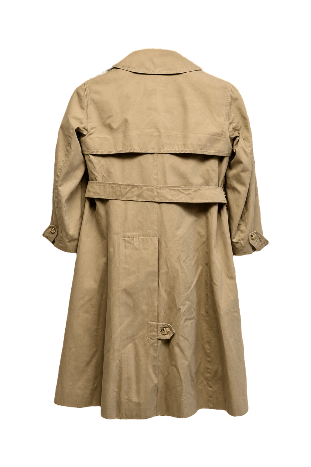 1980s Beige Smooth Trench Coat - Back View