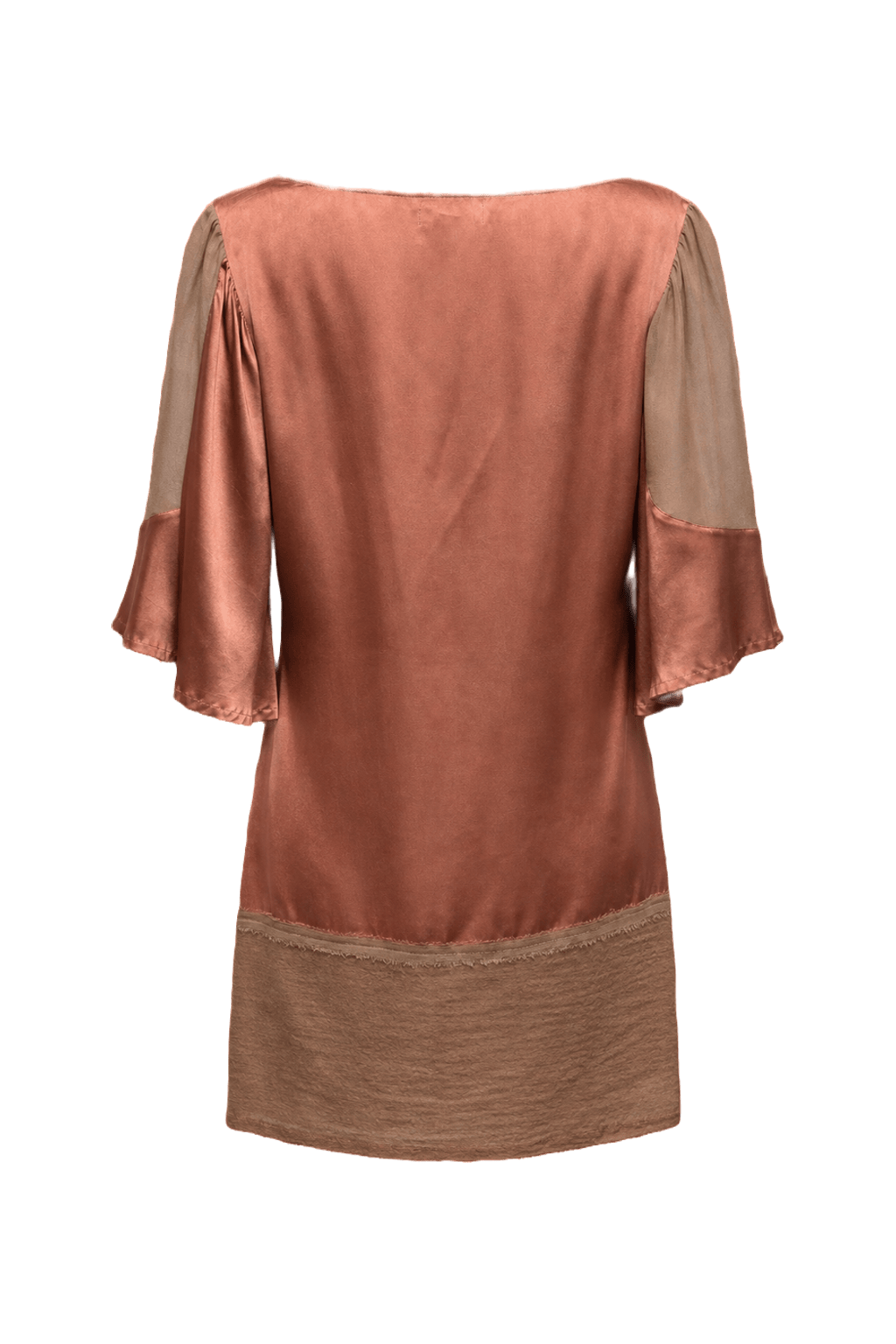 1970s Dusty Rose Silk Blend Mini Dress - Back View