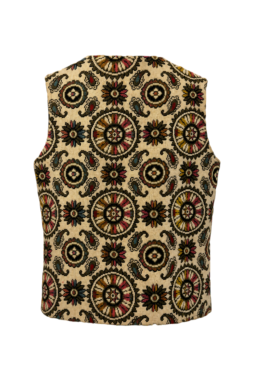 1970s Cream Cotton Blend Vest - Back View