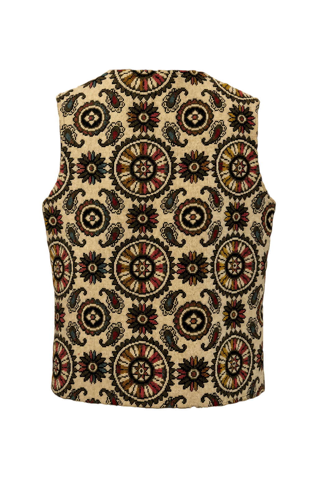 1970s Cream Cotton Blend Vest - Back View