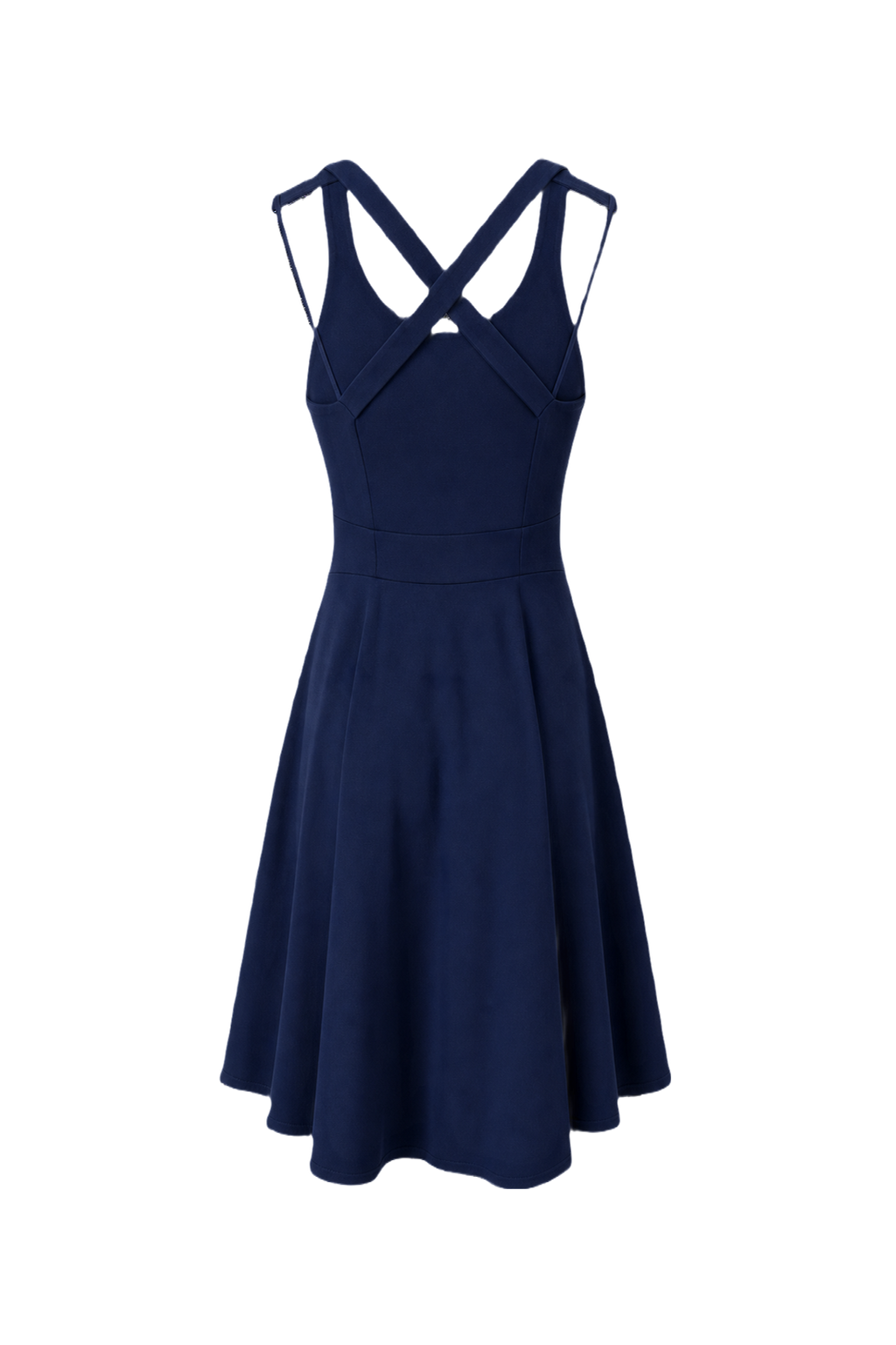1990s Navy Blue Polyester Blend Mini Dress - Back View