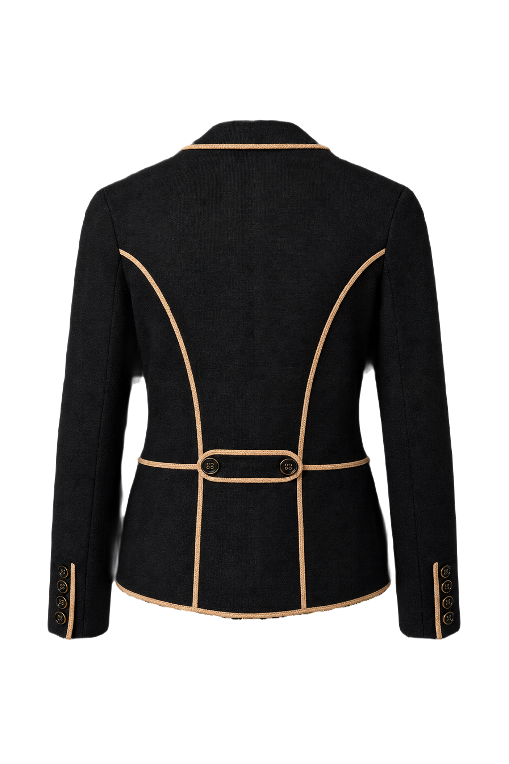 1980s Black Wool Blend Blazer - Back View