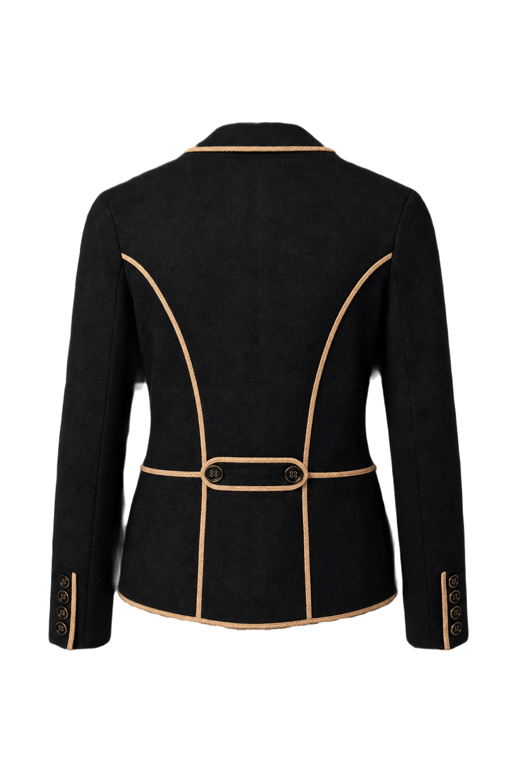 1980s Black Wool Blend Blazer - Back View