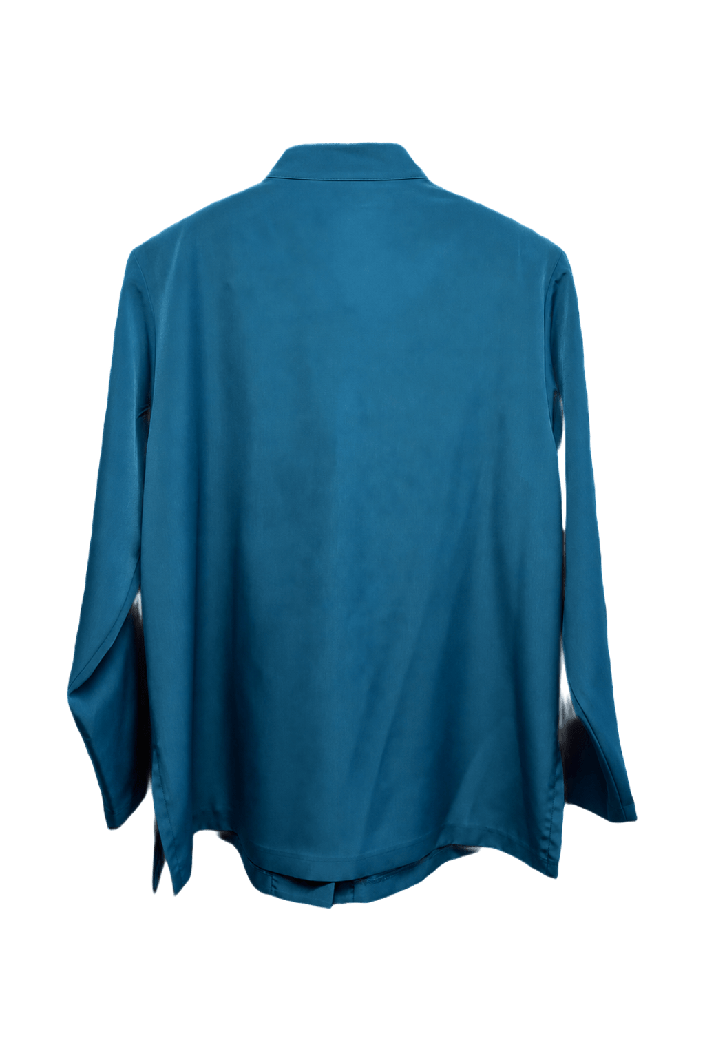 1980s Teal Cotton Blend Shirt - Back View
