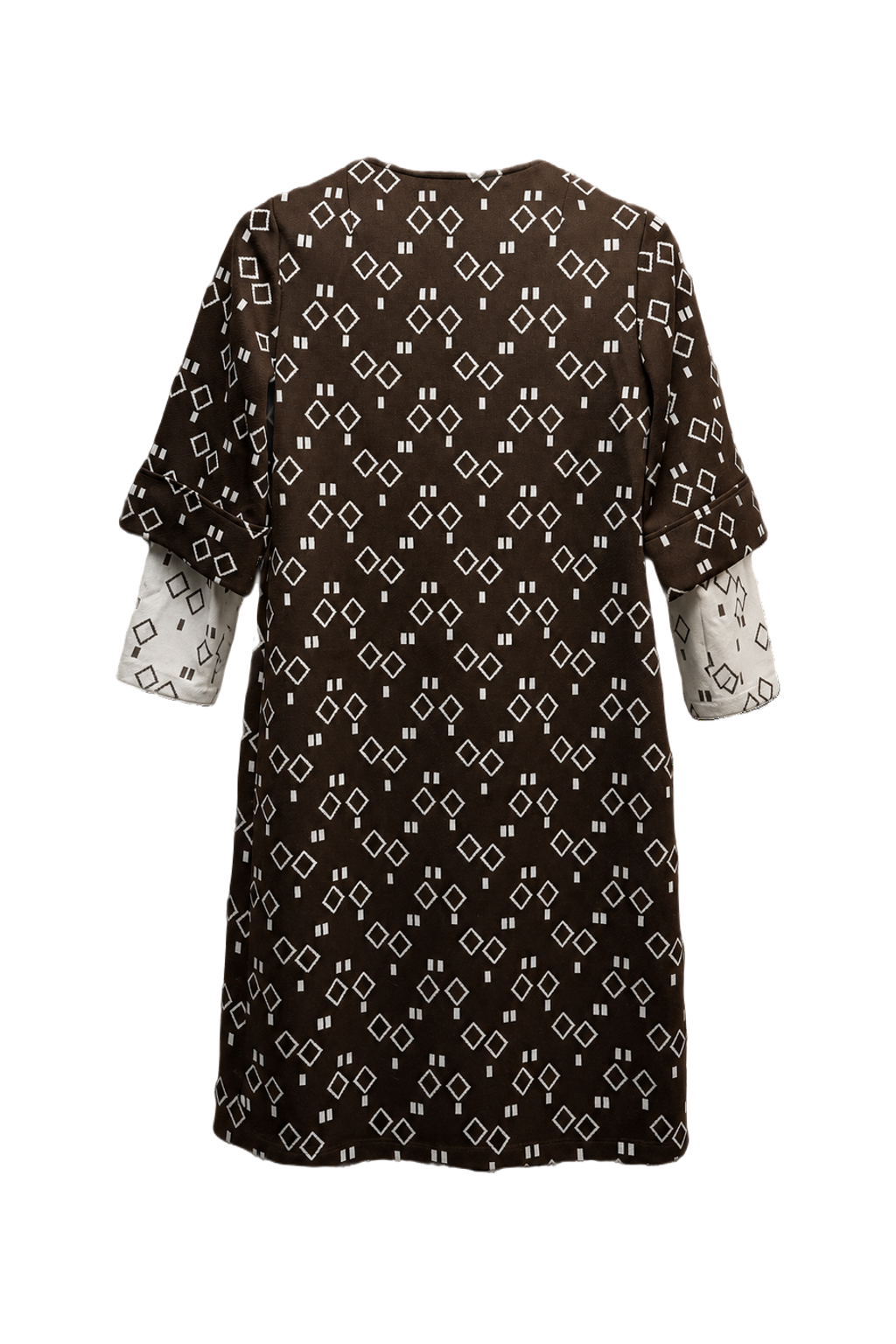 1960s Brown Cotton Blend Shift Dress - Back View