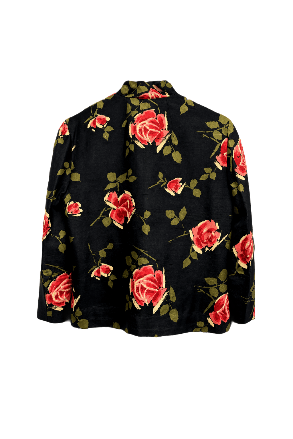 1980s Black Silk Blend Jacket - Back View