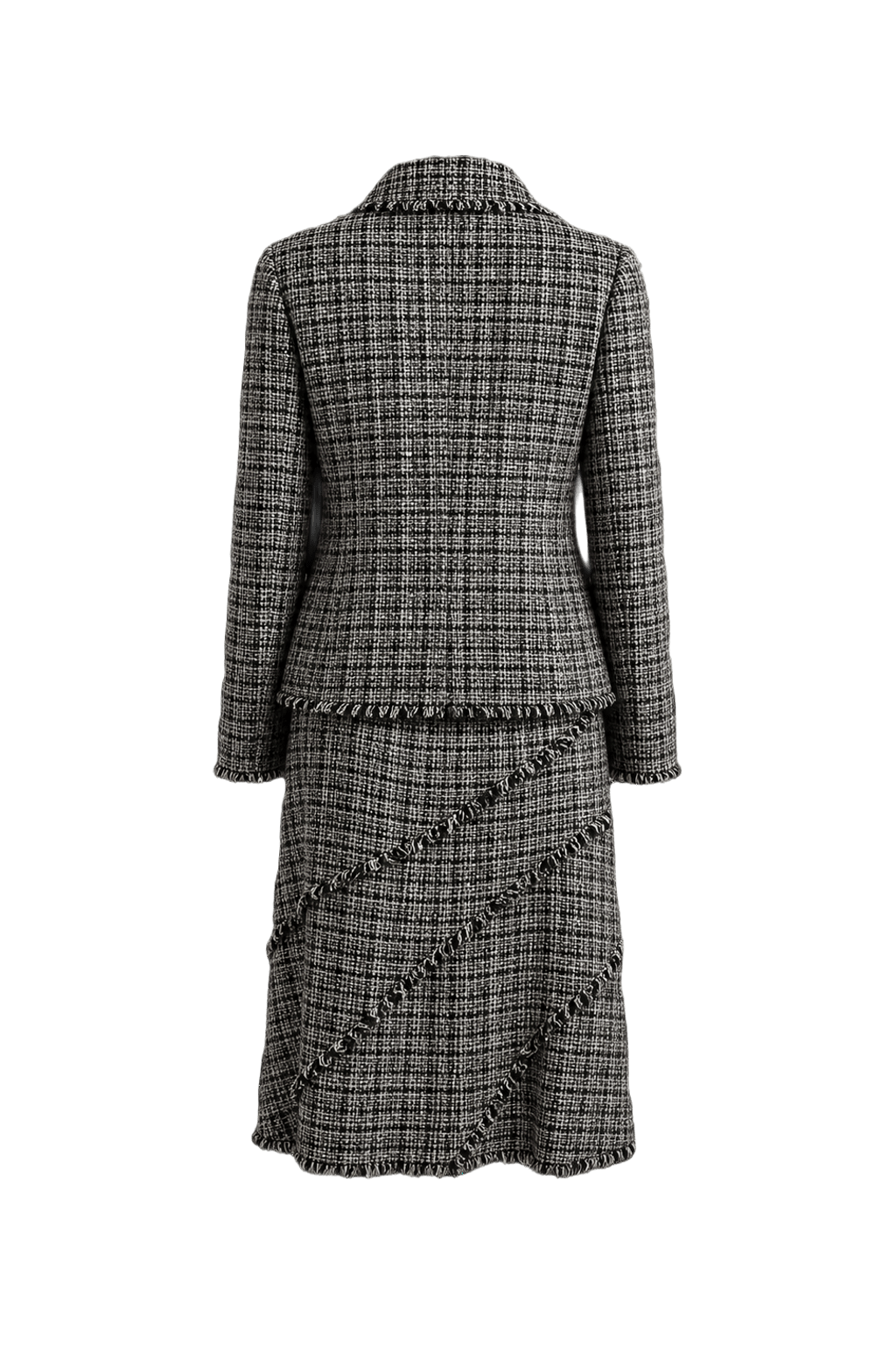1980s Black and White Tweed 2-Piece Set - Back View