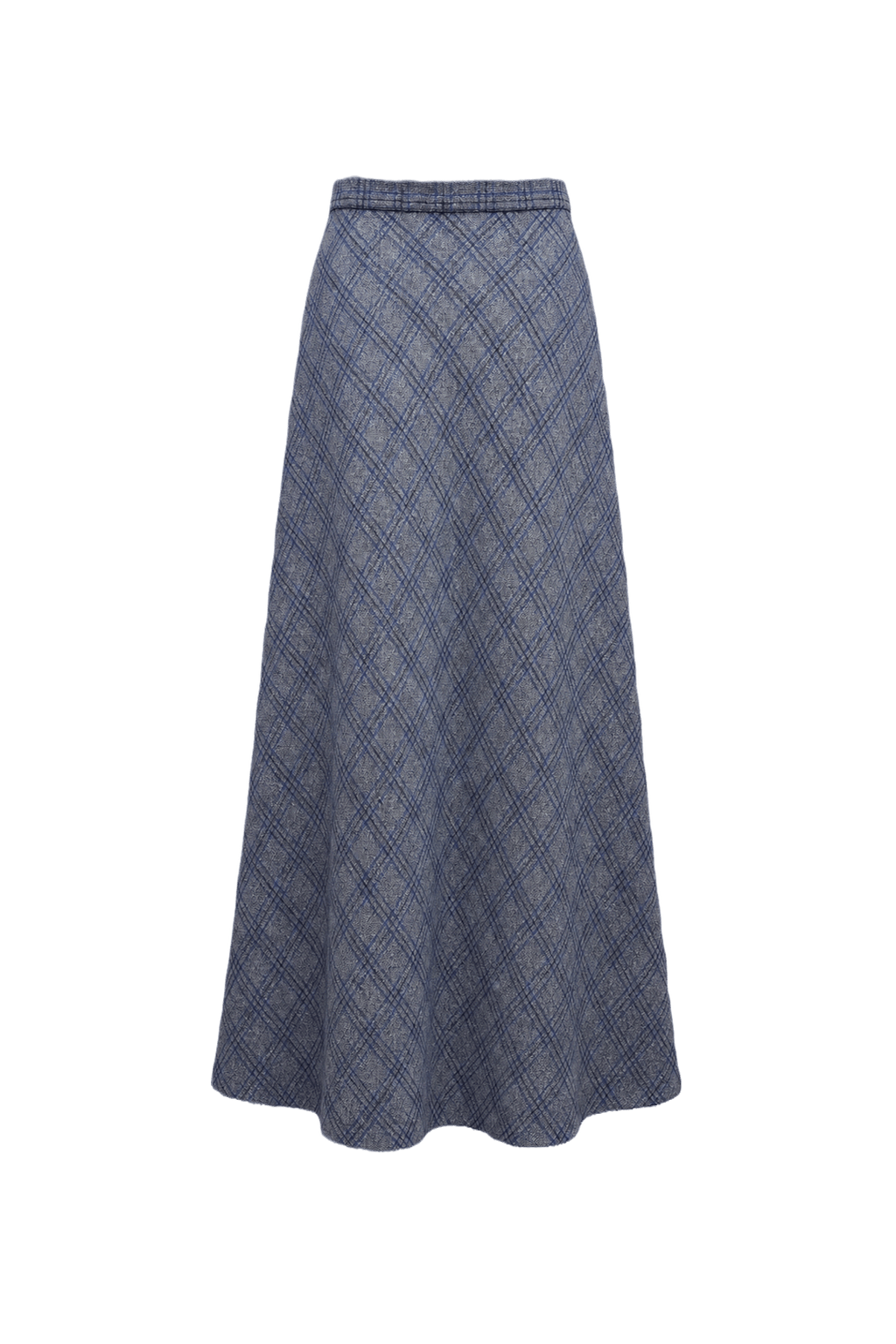 1970s Blue Cotton Blend Skirt - Back View