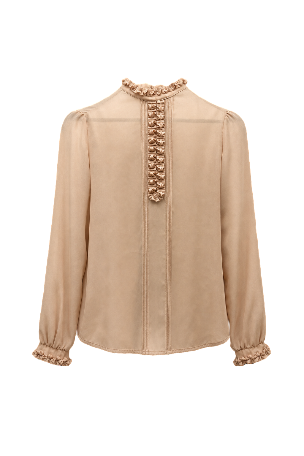 1970s Beige Silk Blouse - Back View
