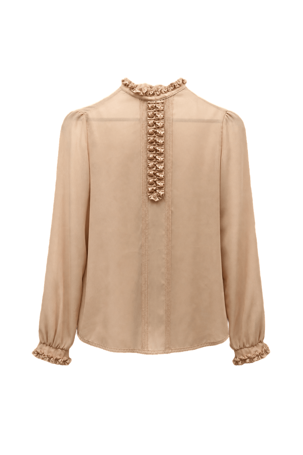 1970s Beige Silk Blouse - Back View