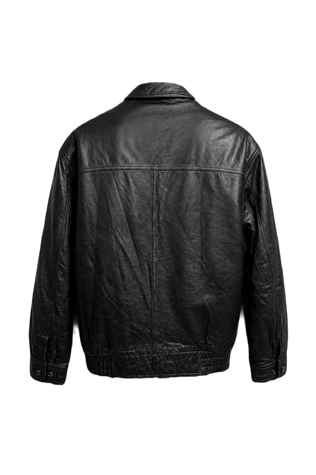 1980s Black Leather Jacket - Back View