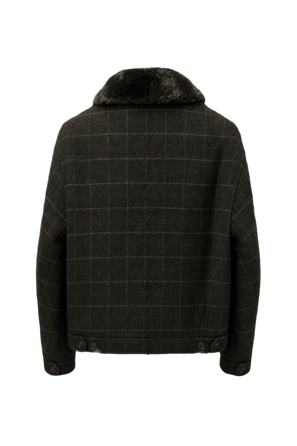 1980s Dark Green Wool Blend Jacket - Back View