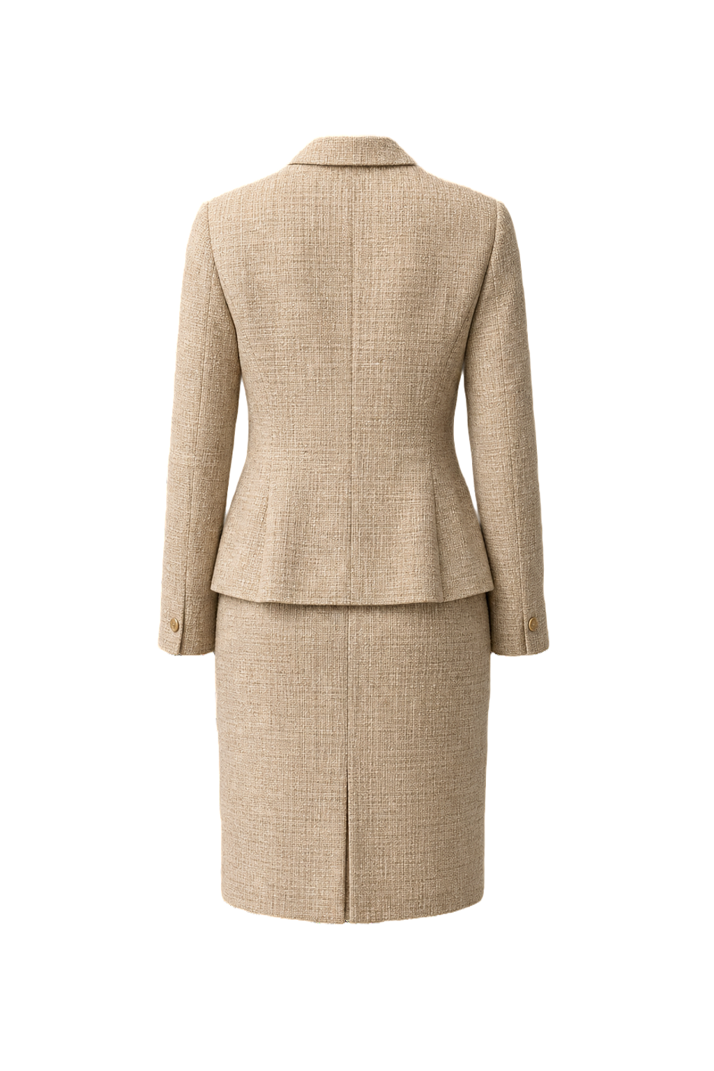1980s Beige Polyester Blend 2-Piece Suit - Back View
