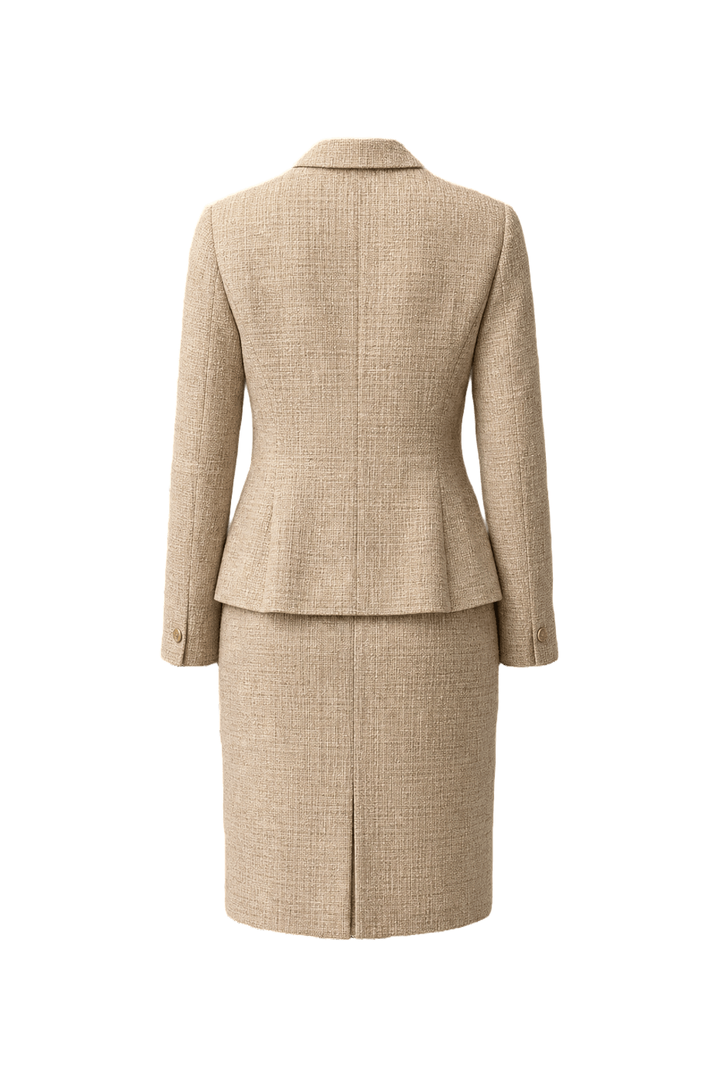 1980s Beige Polyester Blend 2-Piece Suit - Back View