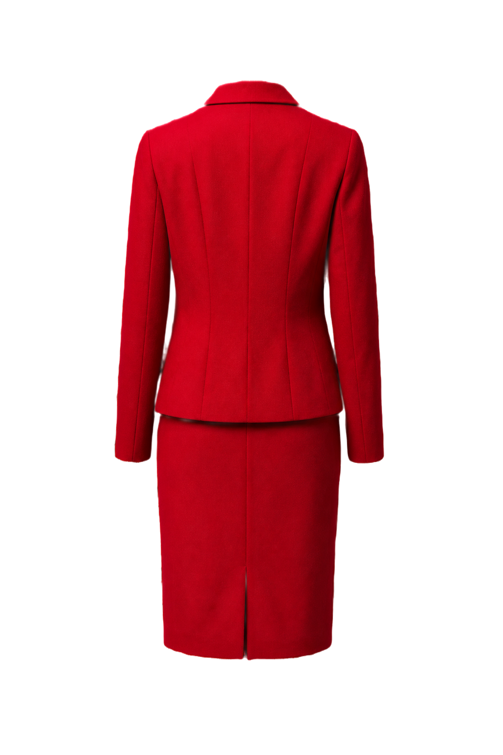 1980s Red Wool Blend Skirt Suit - Back View