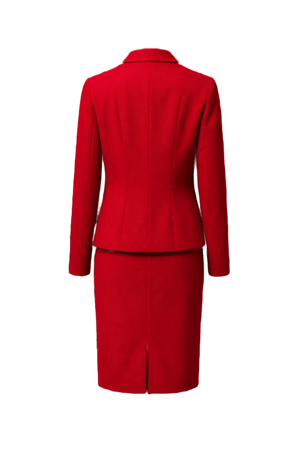 1980s Red Wool Blend Skirt Suit - Back View